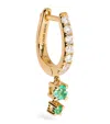 Jacquie Aiche Yellow Gold, Diamond And Emerald Mini Hoop Single Earring In Gold