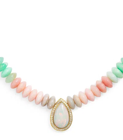 Jacquie Aiche Yellow Gold, Diamond And Opal Beaded Necklace In Multi