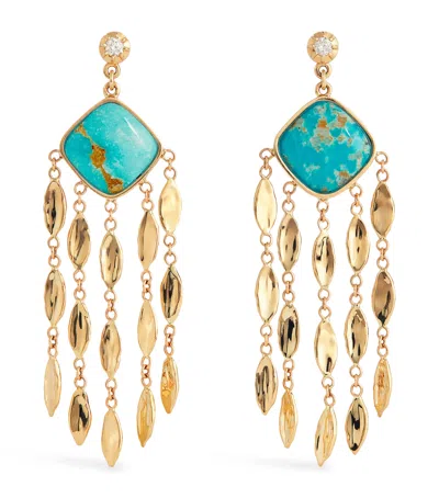 Jacquie Aiche Yellow Gold, Diamond And Turquoise Sophia Earrings