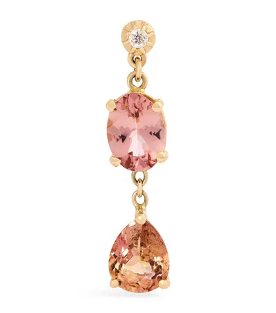 Jacquie Aiche Yellow Gold, Diamond, Morganite And Tourmaline Single Earring