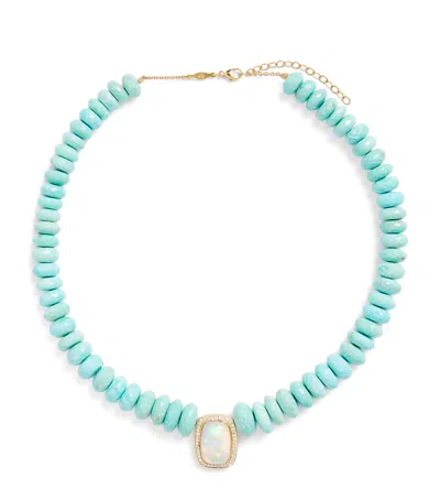 Jacquie Aiche Yellow Gold, Diamond, Opal And Turquoise Beaded Necklace