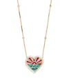Jacquie Aiche Yellow Gold, Diamond, Turquoise And Pearl Coral Sunshine Heart Necklace In Gold