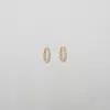Jacquie Aiche Yg Small Three Row Pave Inside Out Pave Dia Oval Mini Hoop Single In Gold