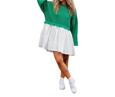Jacquie The Label Angela Sweater Dress In Kale Green In Multi