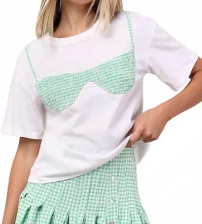 Jacquie The Label Bikini Patch T-shirt In Green Patch In White