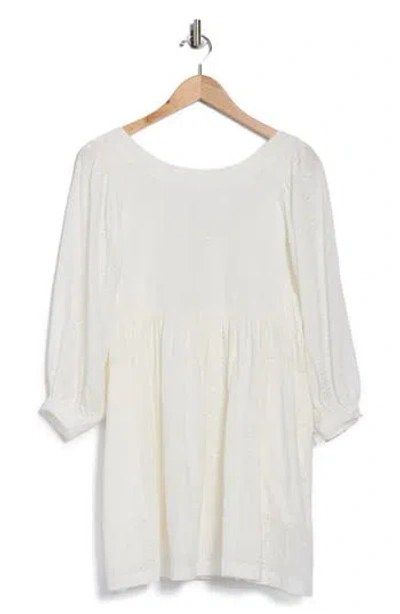 Jacquie The Label Brille Eyelet Long Sleeve Minidress In White