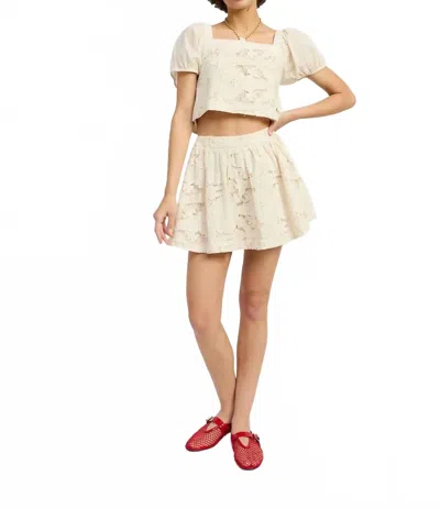 Jacquie The Label Celina Mixed Media Top In Ivory In Neutral