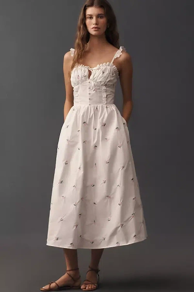 Jacquie The Label Cherie Waisted Sleeveless Midi Dress In White