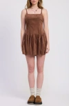 Jacquie The Label Cordelia Empire Waist Fit & Flare Minidress In Brown