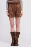 Jacquie The Label Cordelia Suede Shorts In Mocha In Brown