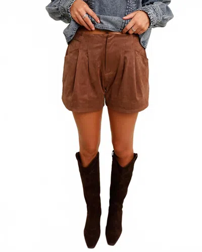 JACQUIE THE LABEL CORDELIA SUEDE SHORTS IN MOCHA