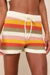 Jacquie The Label Crochet Drawstring Shorts In Multi