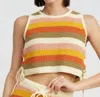 Jacquie The Label Effortlessly Nice Multi Striped Crochet Side-tie Sleeveless Top In Multi