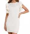 Jacquie The Label Crochet Ruffle Sleeve Mini Dress In Ivory In White