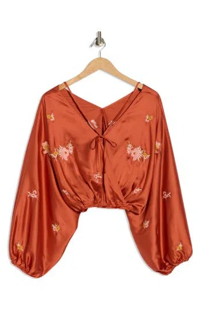 Jacquie The Label Daisy Embroidered Top In Brown