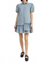 Jacquie The Label Denim Mini Dress In Light Denim In Blue