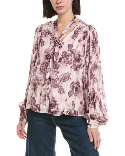 Jacquie The Label Emily Long Bubble Sleeve Blouse In Purple In Neutral