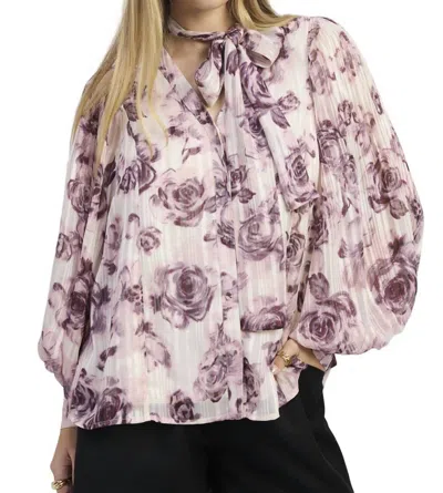 Jacquie The Label Emily Long Bubble Sleeve Blouse In Purple In Pink