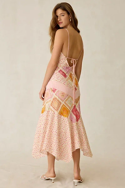 Jacquie The Label Esmeralda Patchwork Mixed Media Asymmetric Maxi Dress In Pink, Women's At Urban Outfitters