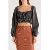 Jacquie The Label Esther Crop Denim Top In Gray
