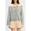 Jacquie The Label Georgia Contrast Collar Cardigan In Gray