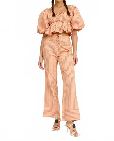 Jacquie The Label Kelsey Square Neckline Blouse In Apricot Stripe In Multi