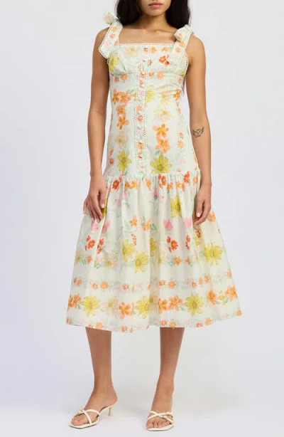 Jacquie The Label Lauryn Tie Strap Midi Dress In Multi