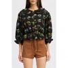 Jacquie The Label Lia Embroidered Ruffle Peplum Button-up Shirt In Multi
