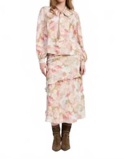 JACQUIE THE LABEL MACKENZIE LONG SLEEVE BLOUSE IN CHARTREUSE PINK