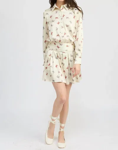 Jacquie The Label Maeve Bow Dress In Ivory In Multi