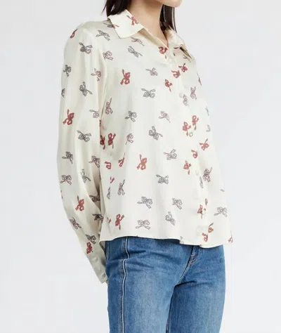 JACQUIE THE LABEL MAEVE TOP IN IVORY RIBBON