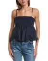 Jacquie The Label Marin Linen-blended Tank Top In Navy