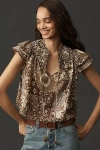 Jacquie The Label Mirabella Ruffled Blouse In Multi