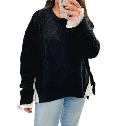 Jacquie The Label Mixing It Up Cable Knit Sweater In Black
