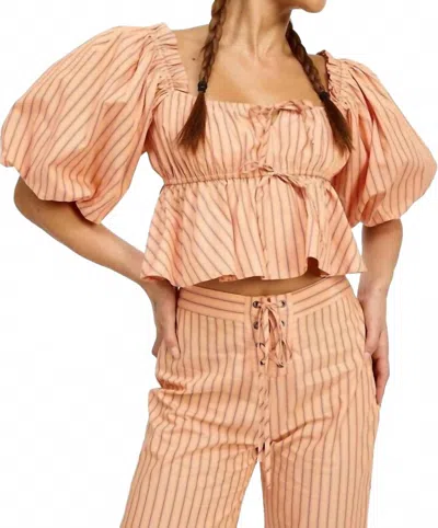 Jacquie The Label Nikita Stripe Top In Apricot In Pink