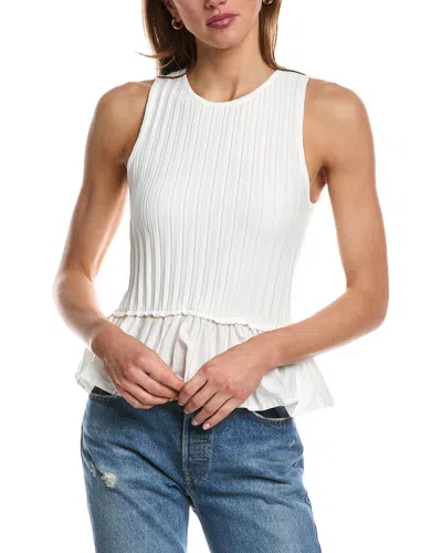 Jacquie The Label Norah Mixed Media Top In White