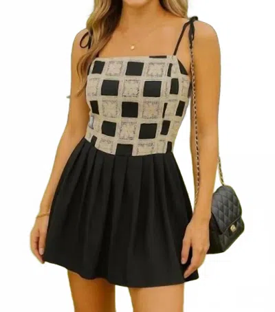 Jacquie The Label Pleated Mini Dress With Crochet Lace Bodice In Black