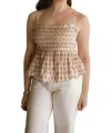 Jacquie The Label Poplin Smocked Blouse In Natural Multi In Pink