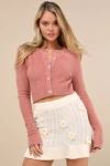 Jacquie The Label Remarkable Charisma Cream Knit 3d Floral Applique Mini Skirt In White