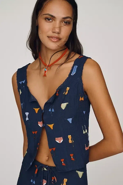 Jacquie The Label Riny Pintucked Top In Blue