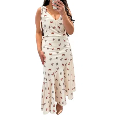 Jacquie The Label Satin Bow Dress In Cream/multi