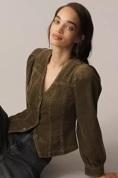 Jacquie The Label Sylvie Buttondown Blouse In Green
