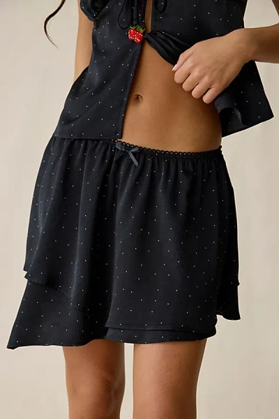 Jacquie The Label Teagan Asymmetric Tiered Mini Skirt In Black, Women's At Urban Outfitters