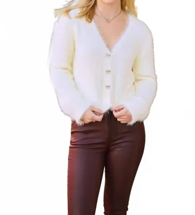 Jacquie The Label Trixie Front Bow Cardigan In White