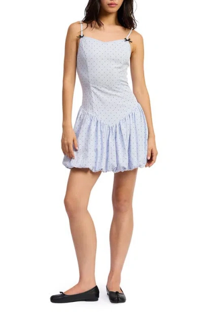 Jacquie The Label Uma Polka Dot Mini Sundress In Blue