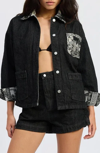 Jacquie The Label Vanessa Denim Jacket In Black