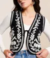 Jacquie The Label Western Embroidered Corduroy Vest In Black In Black