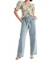 Jacquie The Label Zahra Ruffle Top In Brick Multi In Multi