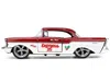 Jada 1941 Ford Pickup Truck Red And White "santa's Workshop" And 1957 Chevrolet Bel Air Red Metallic And