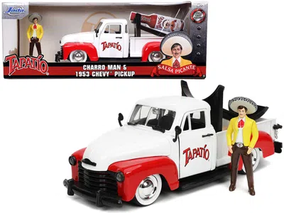 Jada 1953 Chevrolet Pickup Truck White And Red With Charro Man Diecast Figurine "tapatio" 1/24 Diecast Mo